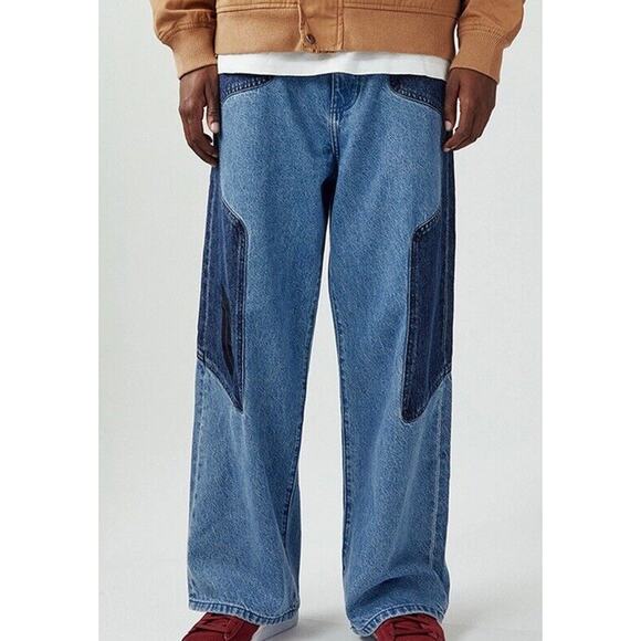 Pacsun Formula 1 Jeans Men Size 36 Extreme Baggy Garage Wide Leg Patches